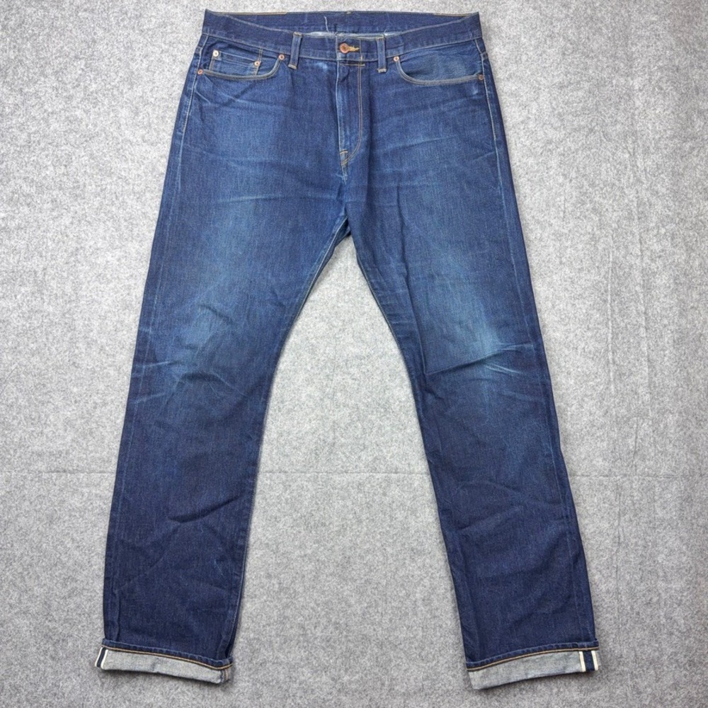 Simon Spurr Jeans Mens 38x32 Blue Selvedge Denim Resin Rinse Straight Leg USA